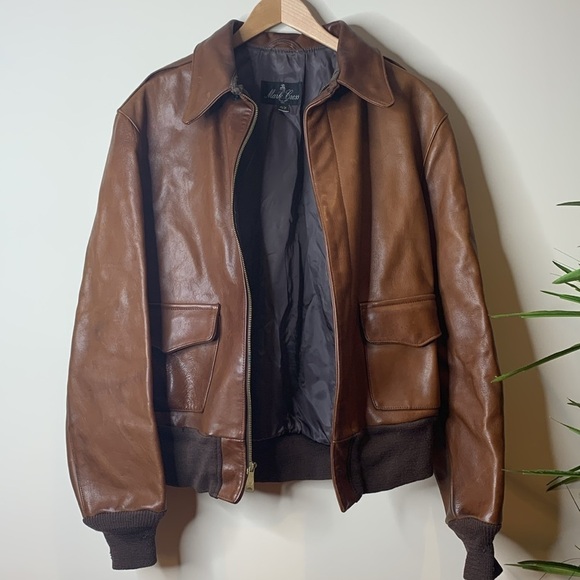 Mark Cross | 1950’s Vintage Brown Leather Brass Full Zip Flight Bomber Jacket 42 - Picture 17 of 17